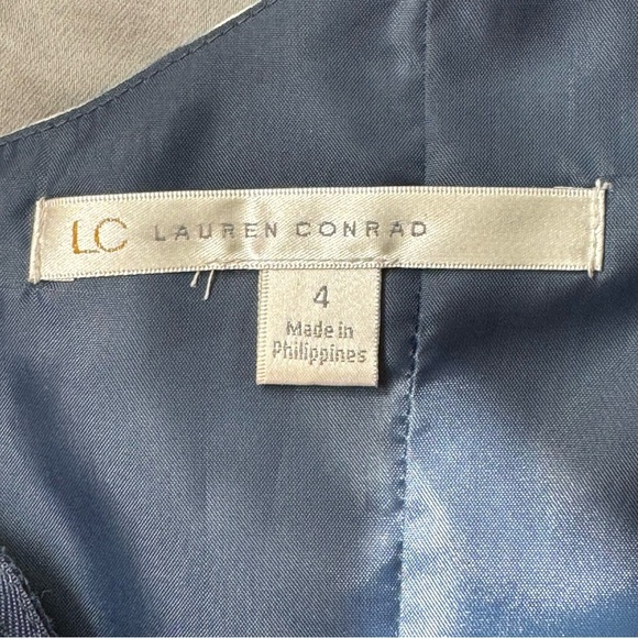 LC Lauren Conrad Blue and White Embellished Tie Front Mini Dress - Picture 7 of 11